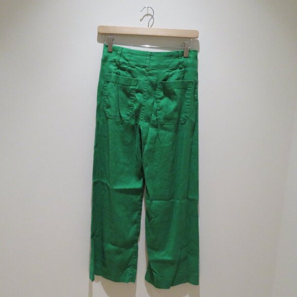 ANTHROPOLOGIE MAEVE The Colette Cropped Wide Leg Linen Pants in Bright Green 25 - Picture 10 of 15